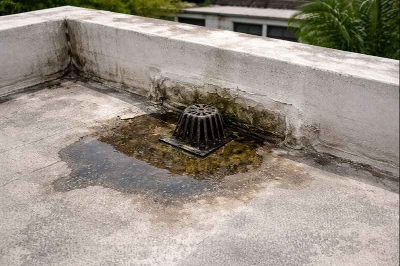 Punto crítico de filtración en desagüe de techo plano en Barranquilla
