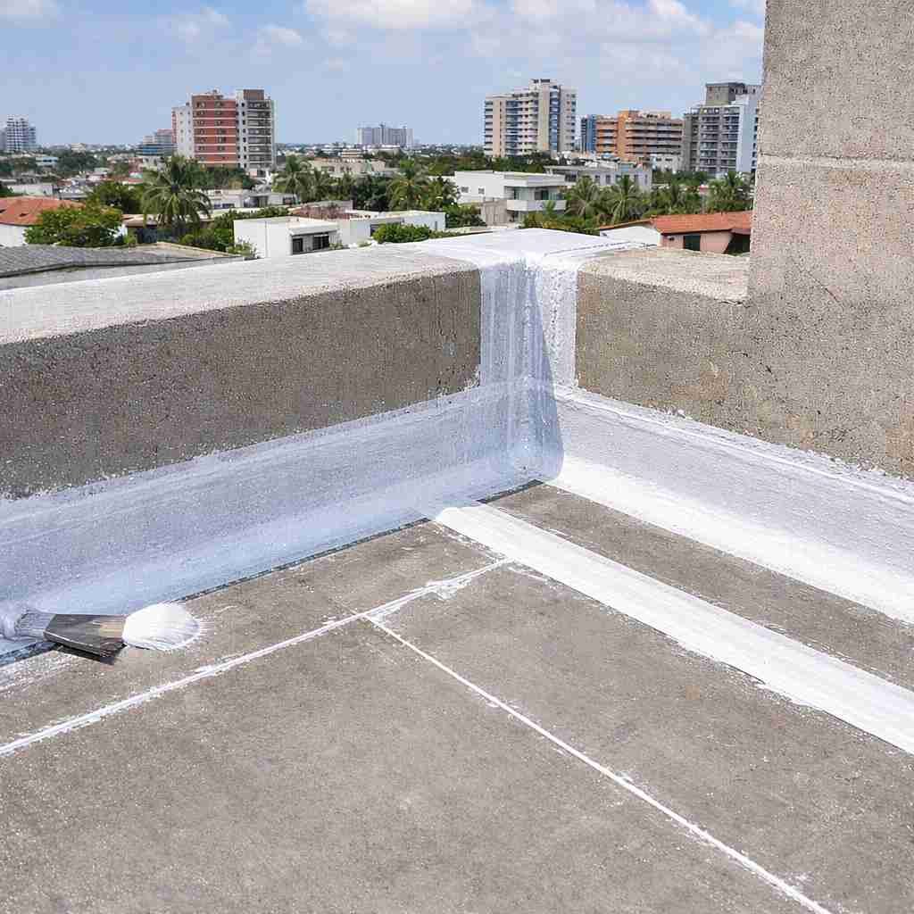 Aplicación de impermeabilizante con refuerzo en juntas y perímetros