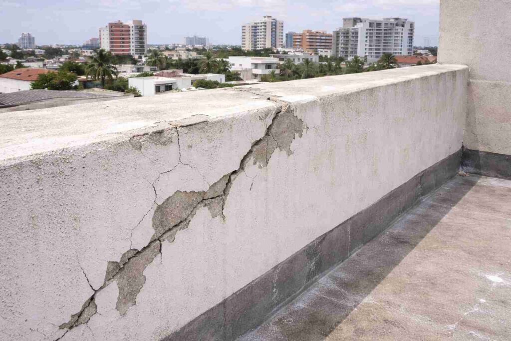 Grietas y pintura desprendida por falta de mantenimiento en Barranquilla