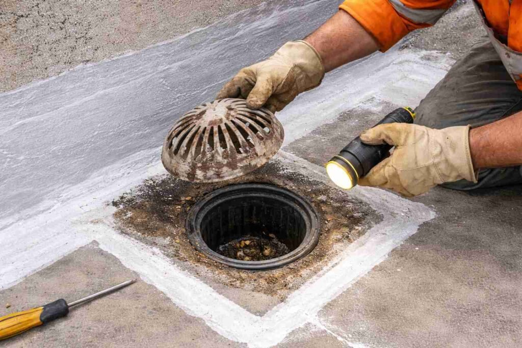 Inspección de desagüe de techo para evitar filtraciones en Barranquilla