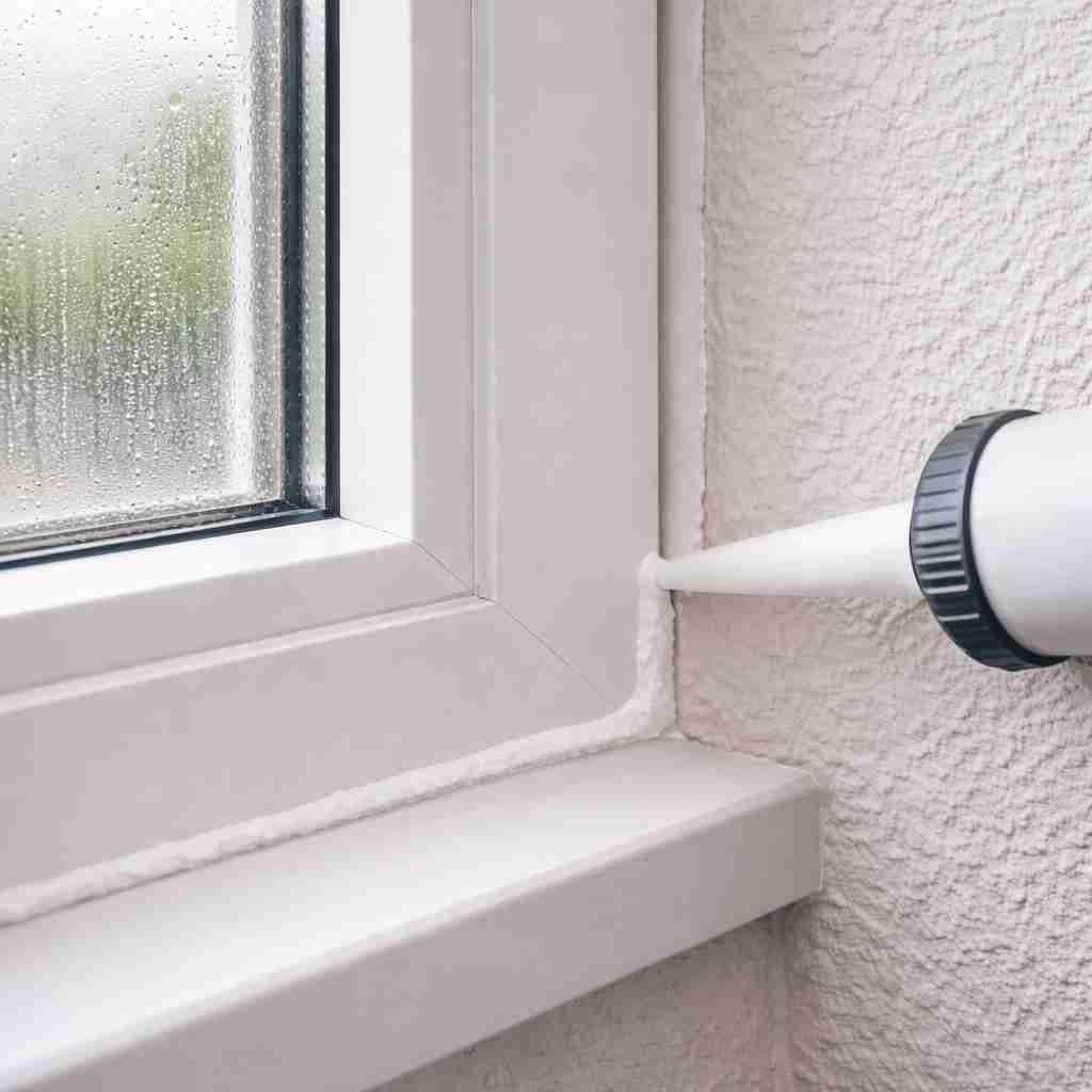 Sellado del perímetro de ventana para evitar humedad interior en Barranquilla