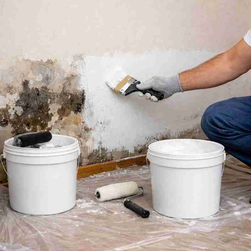 Aplicación de sellador y pintura antihumedad en muro interior en Barranquilla